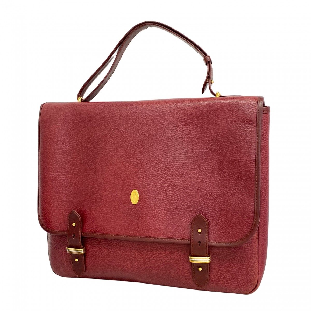 Cartier Business Bag Must Leather Bordeaux Gold Silver