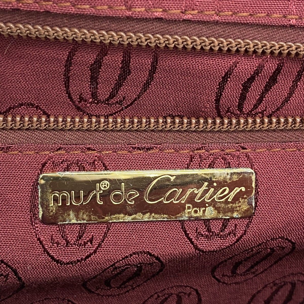 Cartier Business Bag Must Leather Bordeaux Gold Silver — view 5
