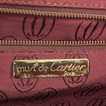Cartier Business Bag Must Leather Bordeaux Gold Silver — view 5