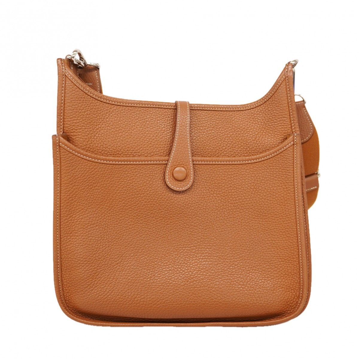 Hermes Shoulder Bag Evelyne Taurillon Clemence Gold Silver — view 9