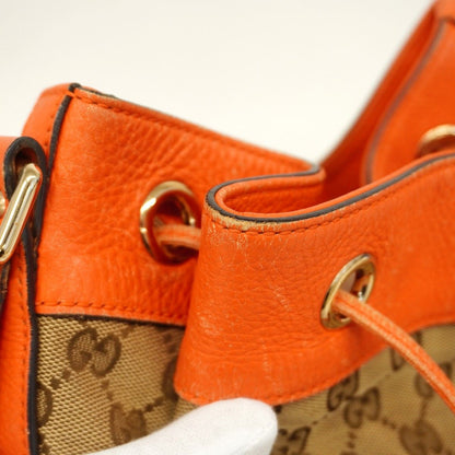 Gucci Shoulder Bag GG Canvas Brown Orange Champagne Gold — view 8