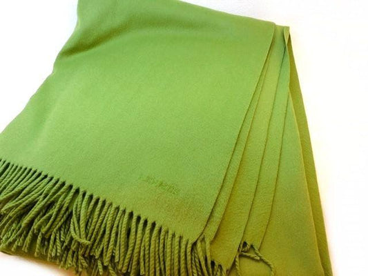Hermes Cashmere 100% Large Shawl Green Scarf