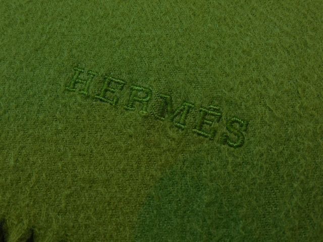 Hermes Cashmere 100% Large Shawl Green Scarf — view 2