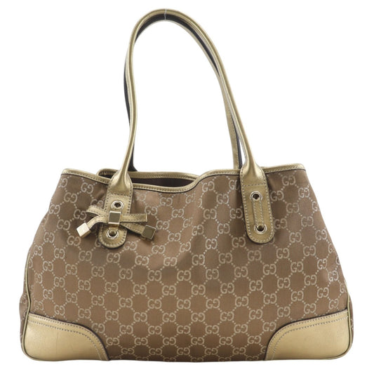 Gucci Prince Ribbon GG Canvas Gold Tote