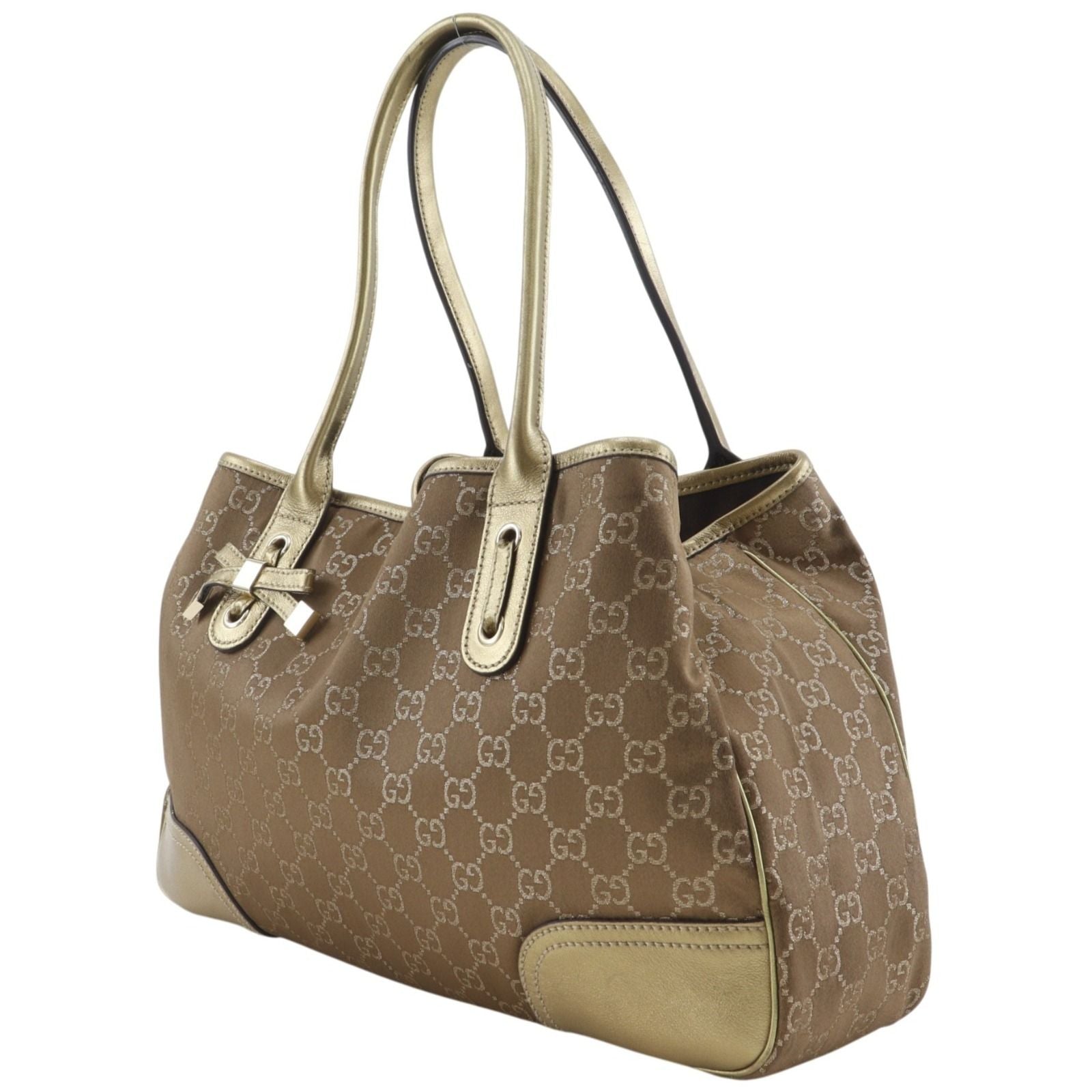 Gucci Prince Ribbon GG Canvas Gold Tote — view 2