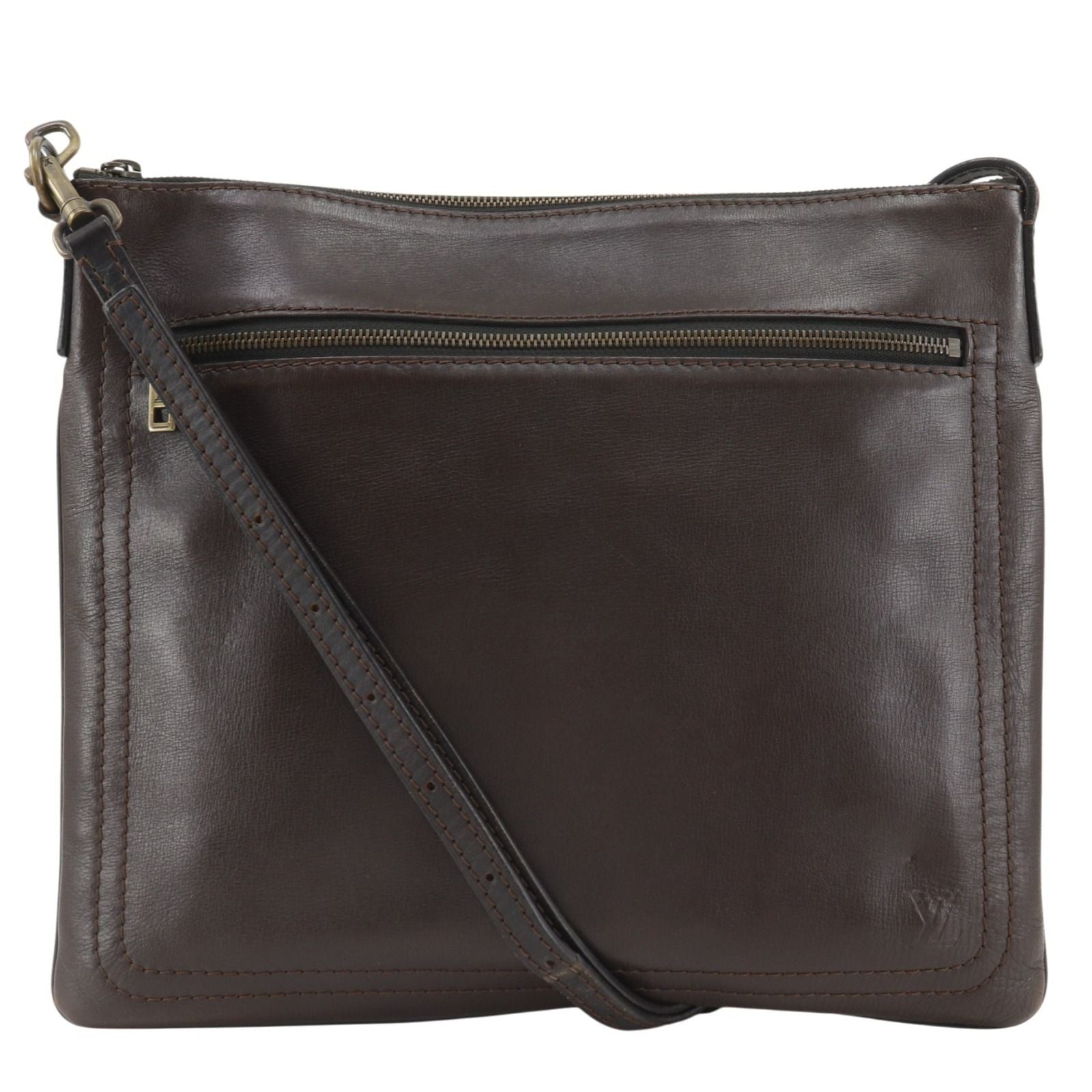 Louis Vuitton Pochette Shauni MM Utah Leather Cafe Brown Shoulder Bag
