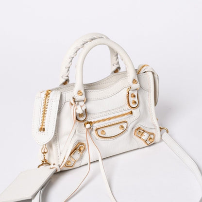 Balenciaga Mini City 2-Way Handbag White Leather — view 3