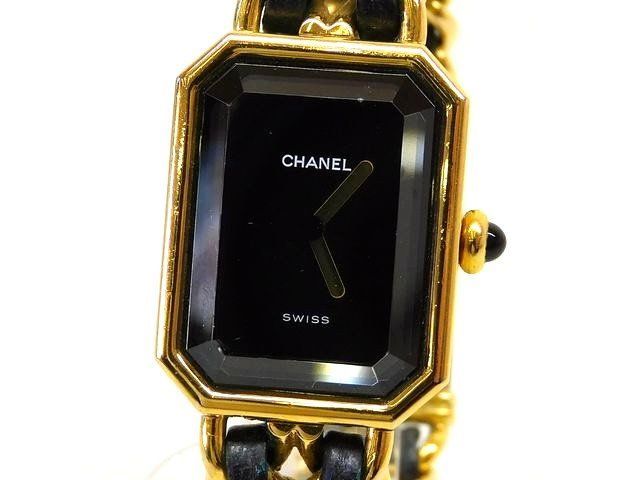 Chanel Watch Premier L Stainless Steel Gold Color Black Quartz