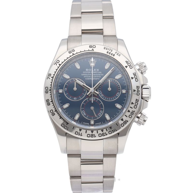 Rolex Cosmograph Daytona Watch Buckle Blue Box 18k White Gold Finish — view 2