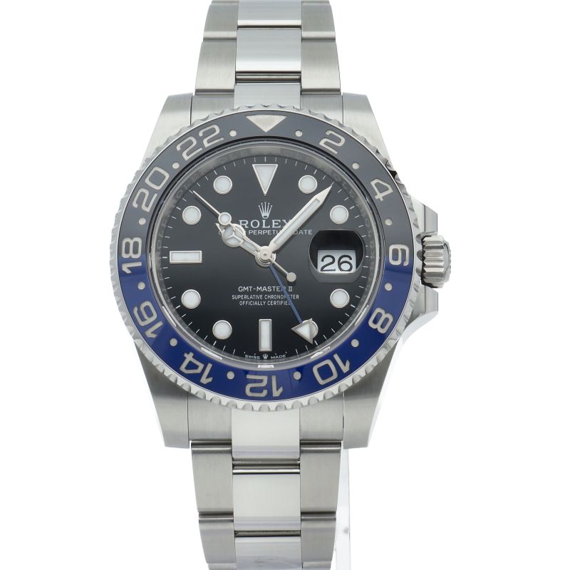 Rolex GMT Master 2 Watch Oyster Box SS Black Polished — view 2
