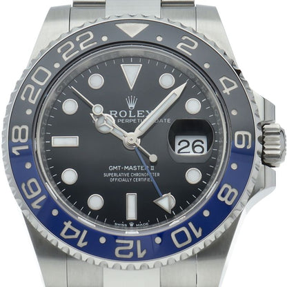 Rolex GMT Master 2 Watch Oyster Box SS Black Polished