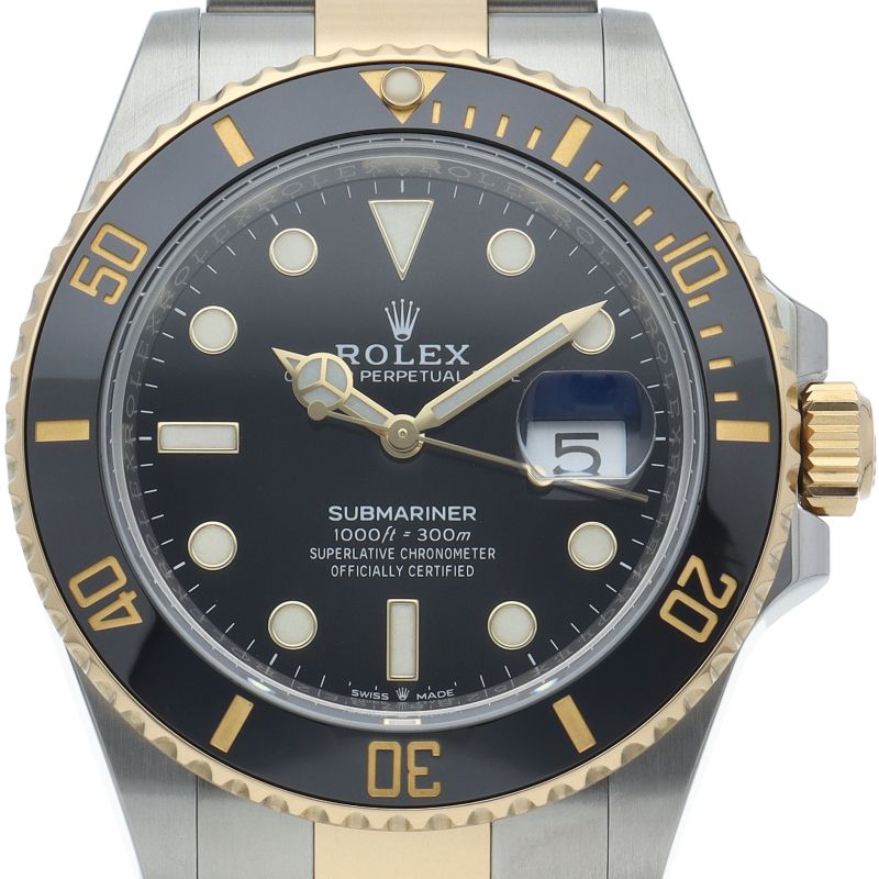 Rolex Submariner Date Watch 18k Yellow Gold SS Black Polished