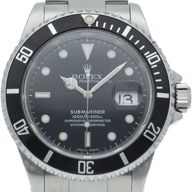 Rolex Submariner Date SS Watch Black Polished
