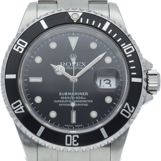 Rolex Submariner Date SS Watch Black Polished