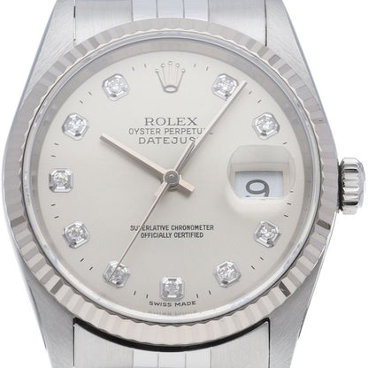 Rolex Datejust Watch Diamond 18k White Gold SS Silver Polished 19