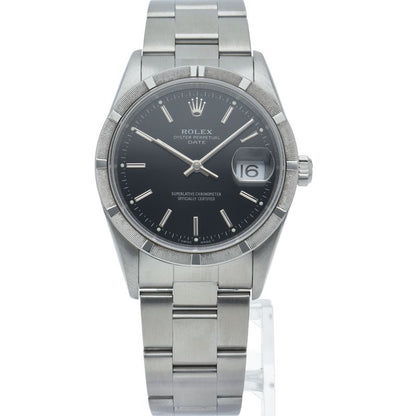 Rolex Oyster Perpetual Date Box SS Watch Black Polished — view 2
