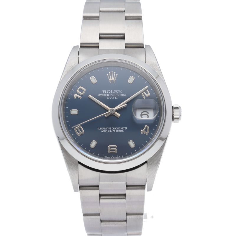 Rolex Oyster Perpetual Date Watch SS Blue Polished — view 2