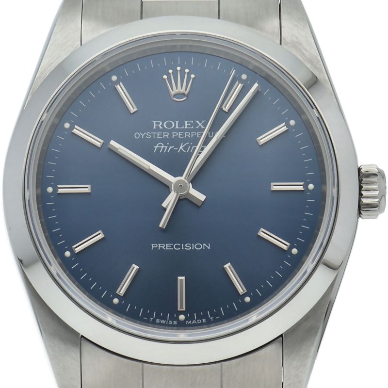 Rolex Air King SS Watch Blue Polished