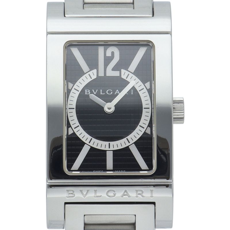 Bvlgari Rettangolo Watch SS Black Polished