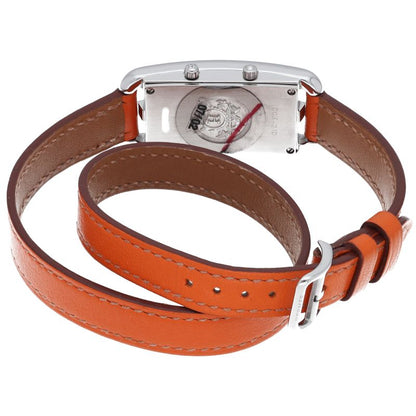 Hermes Capecod Duzon Double Tour Watch SS Leather Silver Polished — view 5