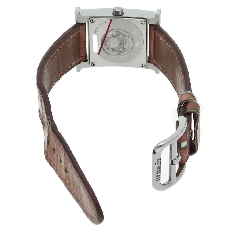 Hermes Watch Diamond Shell Box SS Leather White Polished — view 5