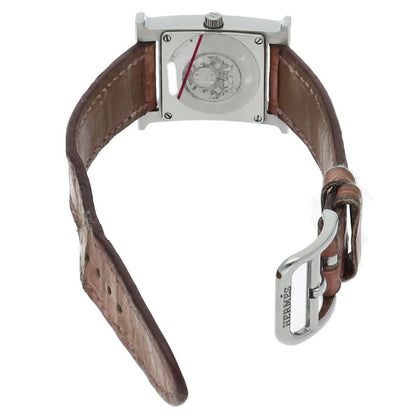 Hermes Watch Diamond Shell Box SS Leather White Polished — view 5