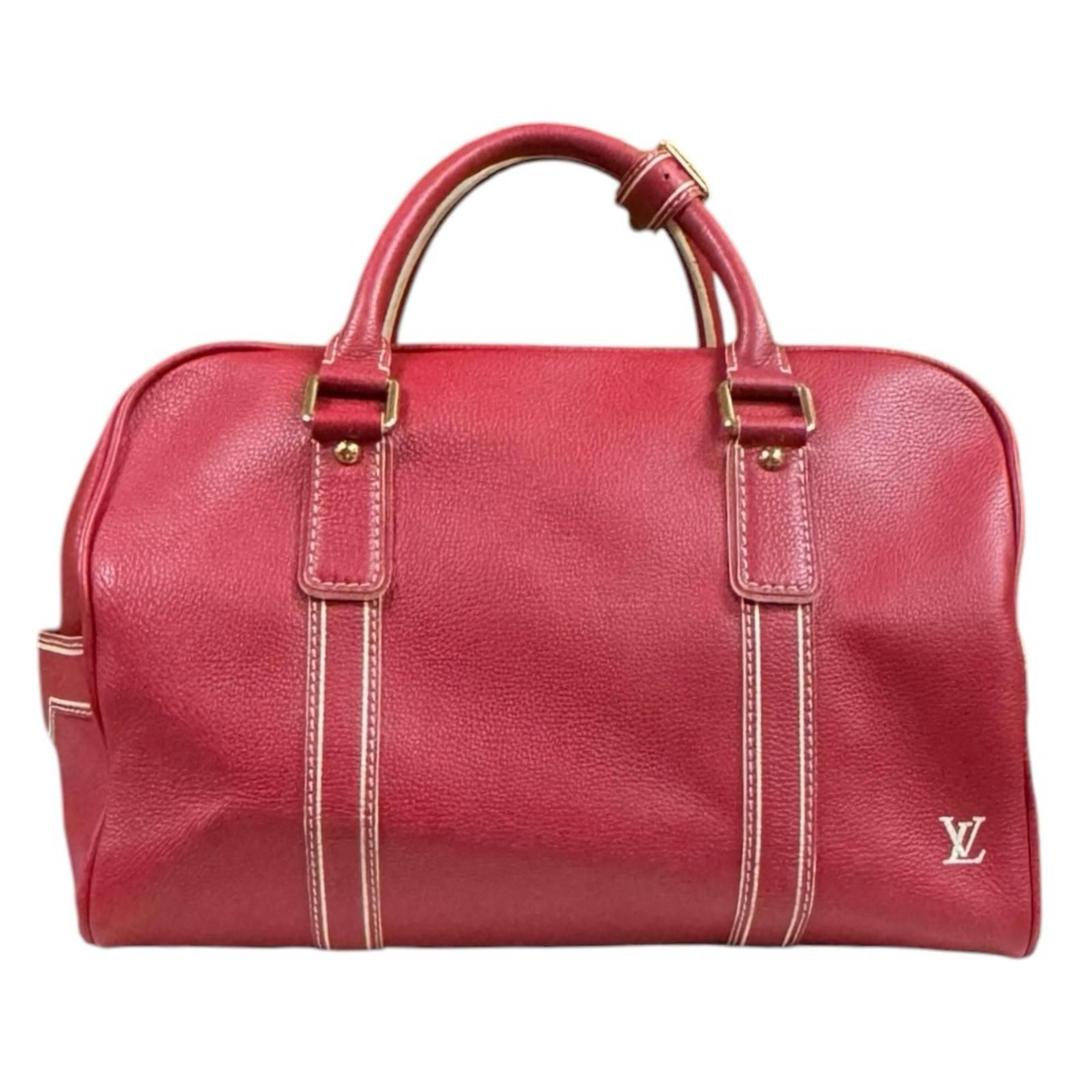 Louis Vuitton Carryall Boston Bag Leather Red