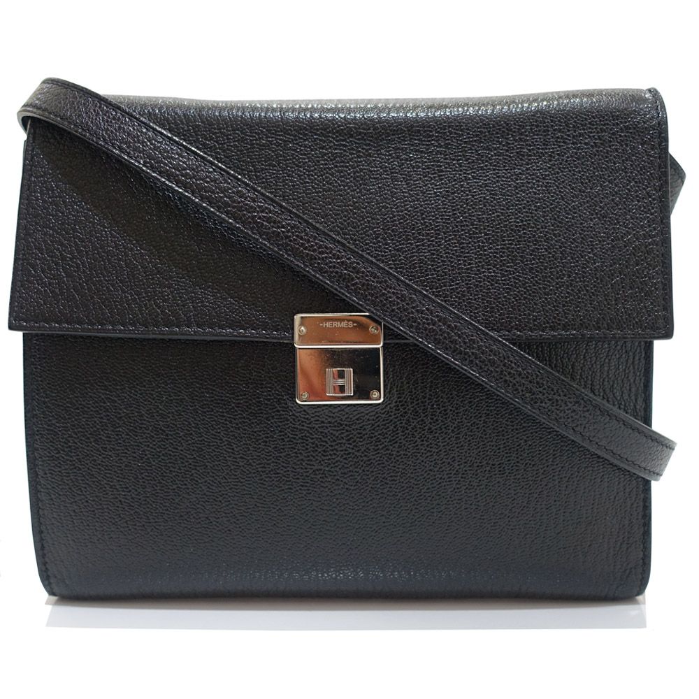Hermes Click 16 Shoulder Bag Chevre Black Silver