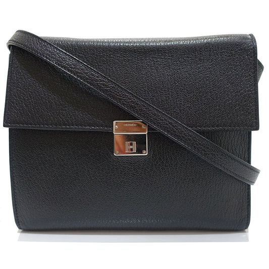 Hermes Click 16 Shoulder Bag Chevre Black Silver