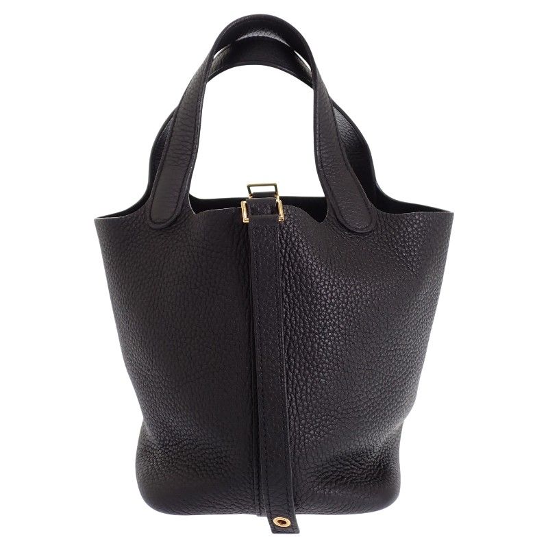 Hermes Picotin Lock PM Tote Taurillon Clemence Black Gold