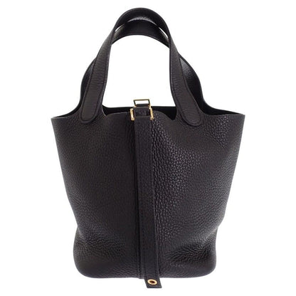 Hermes Picotin Lock PM Tote Taurillon Clemence Black Gold