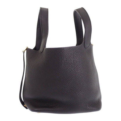 Hermes Picotin Lock PM Tote Taurillon Clemence Black Gold — view 4