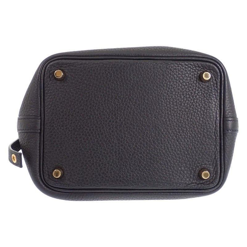 Hermes Picotin Lock PM Tote Taurillon Clemence Black Gold — view 5