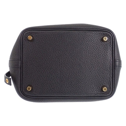 Hermes Picotin Lock PM Tote Taurillon Clemence Black Gold — view 5