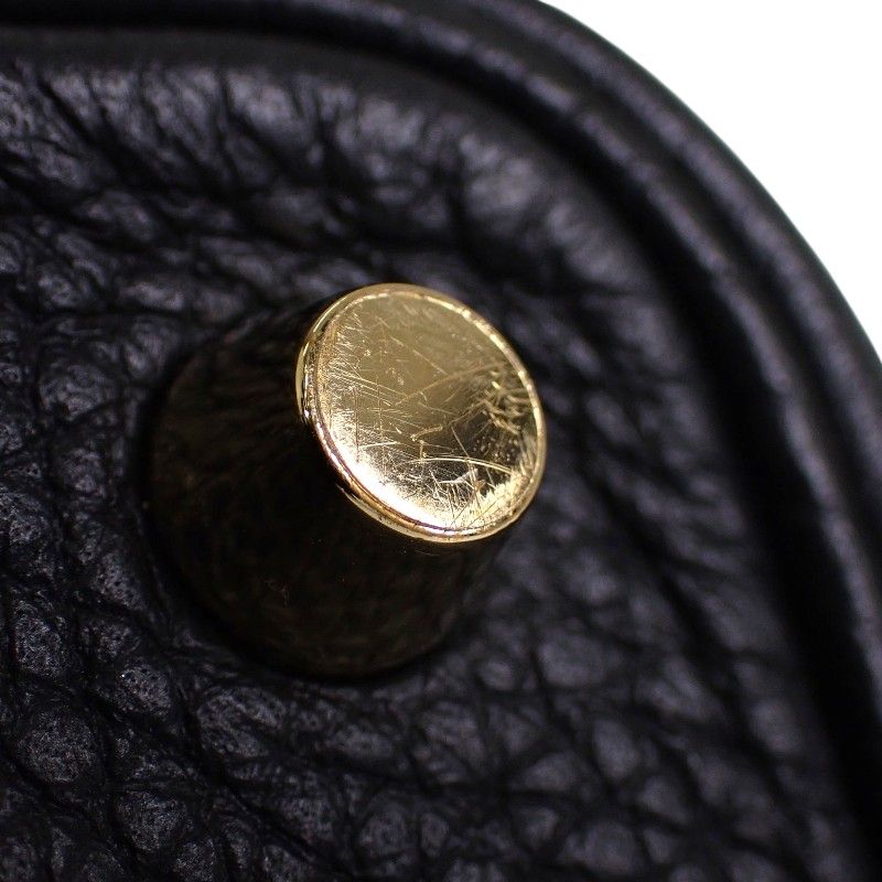Hermes Picotin Lock PM Tote Taurillon Clemence Black Gold — view 9