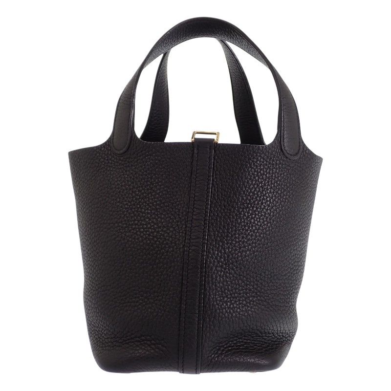 Hermes Picotin Lock PM Tote Taurillon Clemence Black Gold — view 2