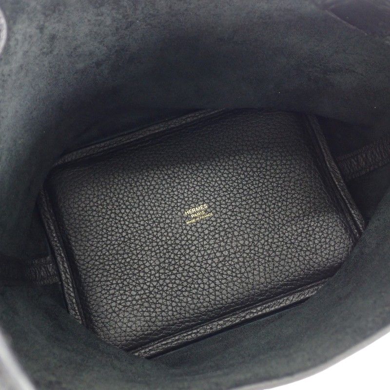 Hermes Picotin Lock PM Tote Taurillon Clemence Black Gold — view 6