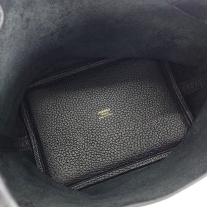 Hermes Picotin Lock PM Tote Taurillon Clemence Black Gold — view 6