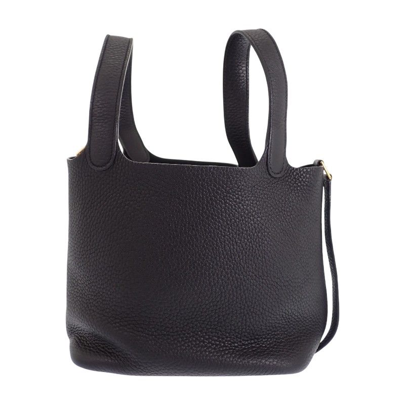 Hermes Picotin Lock PM Tote Taurillon Clemence Black Gold — view 3