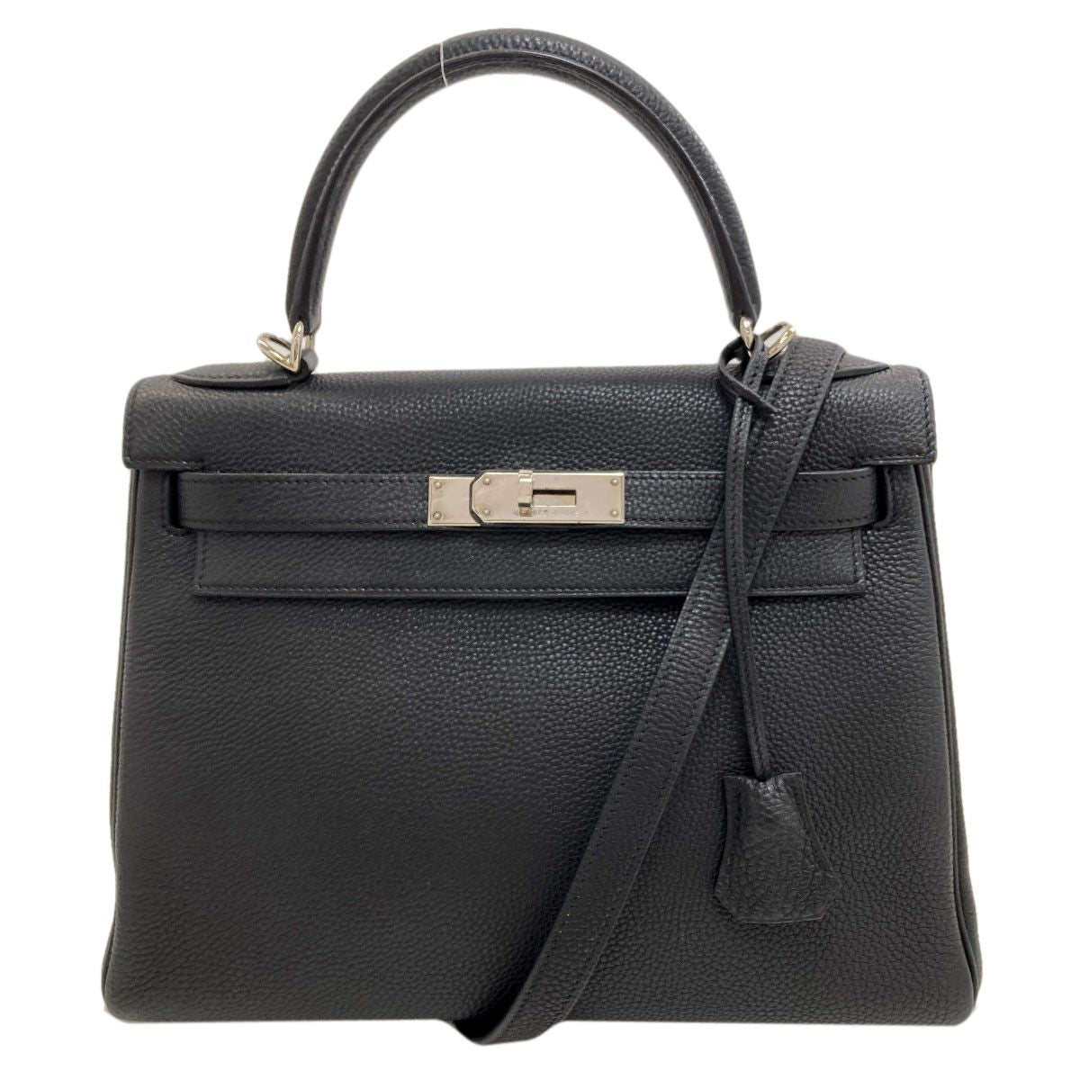 Hermes Kelly 28 Retourne Silver Handbag Taurillon