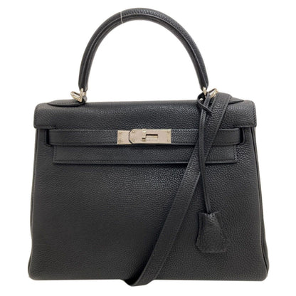 Hermes Kelly 28 Retourne Silver Handbag Taurillon