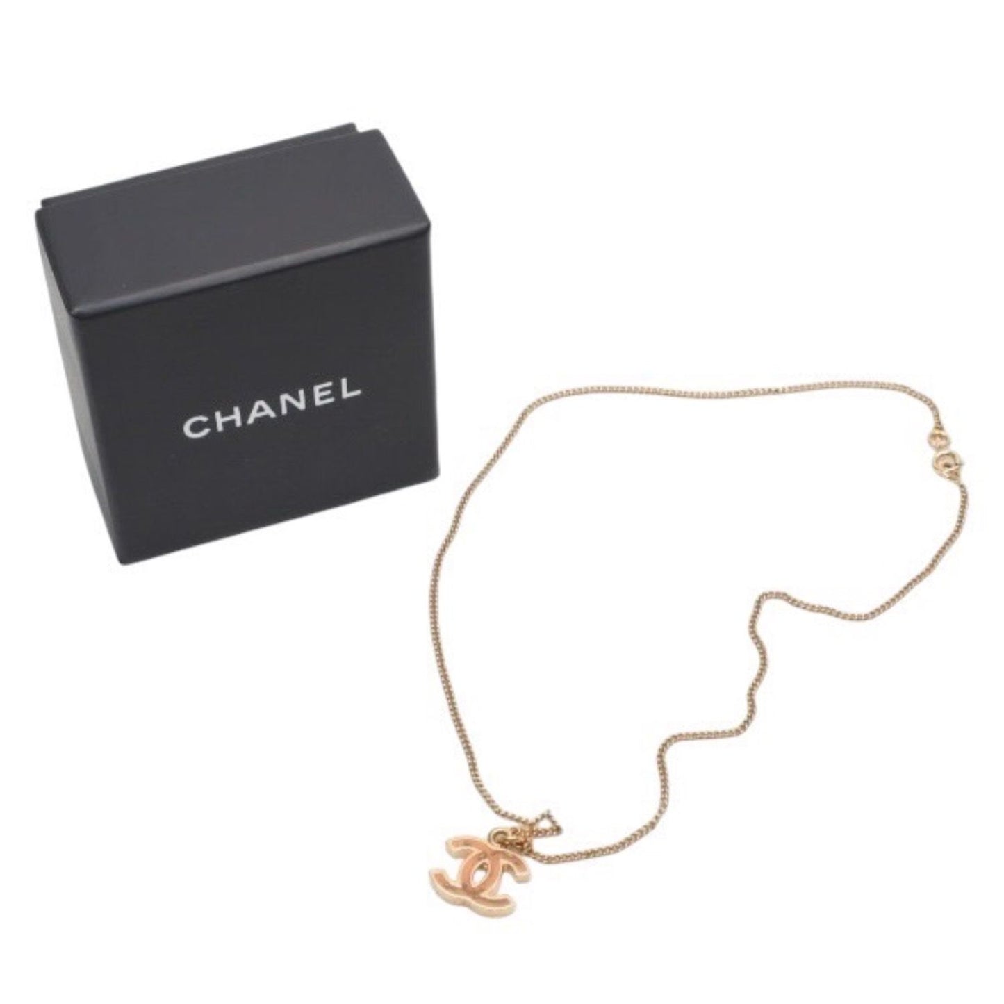 Chanel Necklace Double Sided CC Logo Brown Marble GD CC