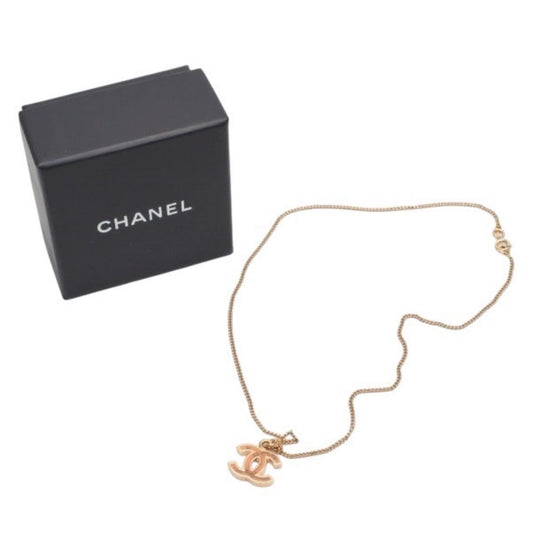 Chanel Necklace Double Sided CC Logo Brown Marble GD CC