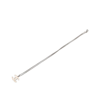 Chanel Necklace CC Logo Ivory 02c Silver — view 8
