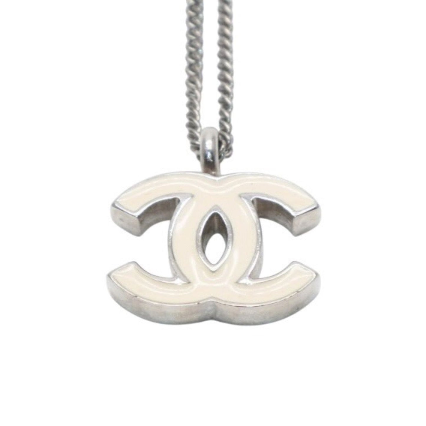 Chanel Necklace CC Logo Ivory 02c Silver — view 2