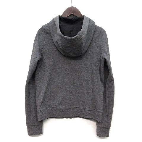 Prada Side Line Sweatshirt Stretch Zip Up Hoodie Rubber Logo Gray XS — view 2