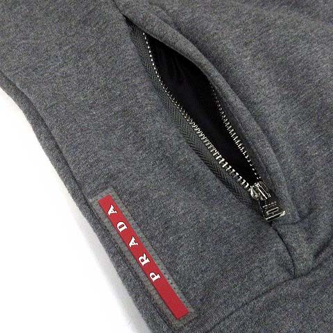 Prada Side Line Sweatshirt Stretch Zip Up Hoodie Rubber Logo Gray XS — view 5