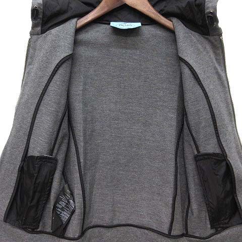 Prada Side Line Sweatshirt Stretch Zip Up Hoodie Rubber Logo Gray XS — view 4