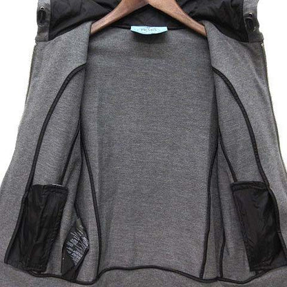 Prada Side Line Sweatshirt Stretch Zip Up Hoodie Rubber Logo Gray XS — view 4