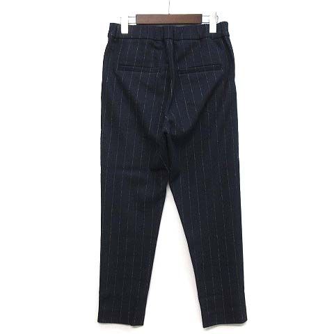Brunello Cucinelli Wool Cotton Tuck Tapered Pants Striped Navy 40 — view 2